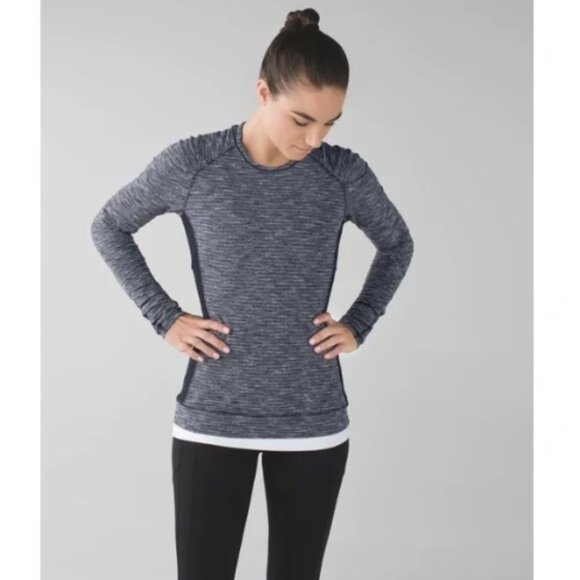 Lululemon Think Fast Long Sleeve Shirt Coco Pique Black Gray Sz 8 BRAND NEW NWT - Picture 3 of 16